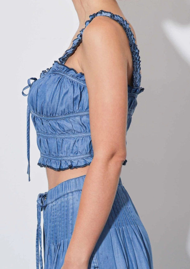 Tencel Smocked Top-Top-Vibrant M.i.U-S-Medium Stone-Urbanheer