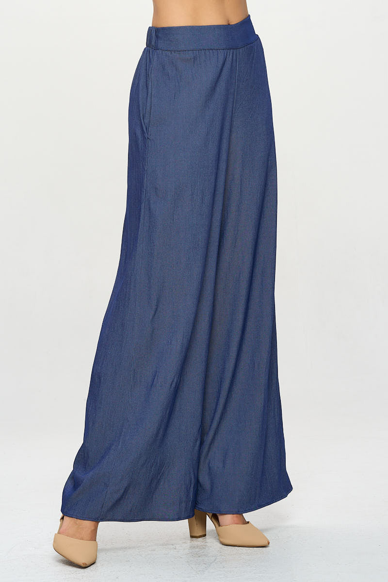 Tencel Straight Leg Pants with Side Pockets-Pants-Reneecollection-Small-DENIM-Urbanheer