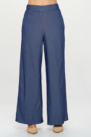 Tencel Straight Leg Pants with Side Pockets-Pants-Reneecollection-Small-DENIM-Urbanheer