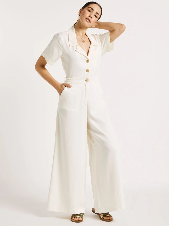 Tencel Wide-Leg Jumpsuit-Jumpsuit-Greenkiss-S-Cream-Urbanheer