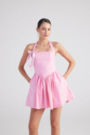 Teresa Pink Pleated Skirt Mini Dress-A-Line Dresses-Buy Me Fur Ltd-Pink-XS-Polyester - Elastane Blend-Urbanheer