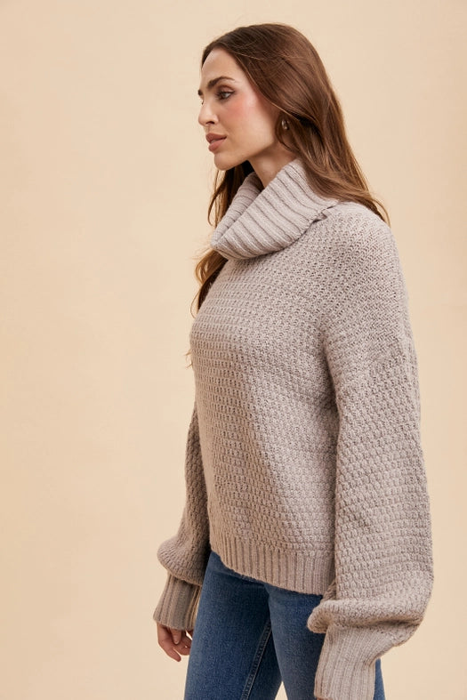 Textured Knitted Turtleneck Sweater MINK-Sweater-In Loom-S-Urbanheer