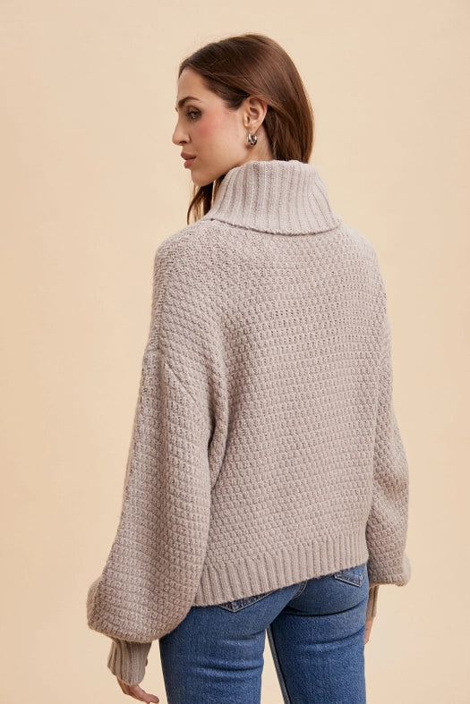 Textured Knitted Turtleneck Sweater MINK-Sweater-In Loom-S-Urbanheer