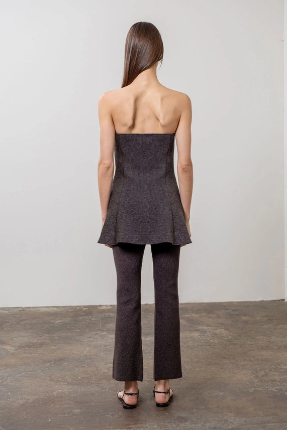Textured Longline Strapless Top-Top-Moon River-XS-HEATHER GREY-Urbanheer