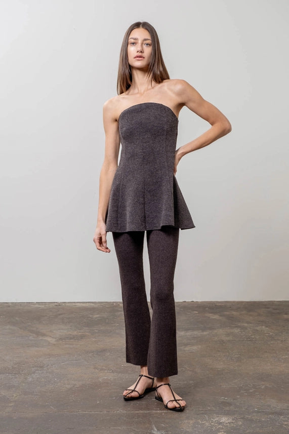 Textured Longline Strapless Top-Top-Moon River-XS-HEATHER GREY-Urbanheer