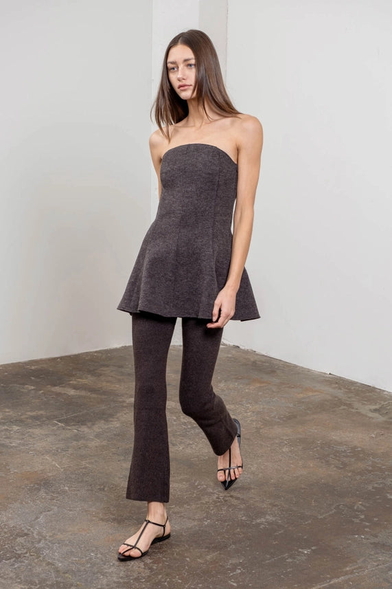 Textured Longline Strapless Top-Top-Moon River-XS-HEATHER GREY-Urbanheer