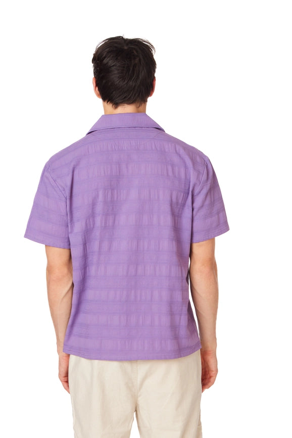 Textured Short Sleeve Men's Button Down Shirt PURPLE-Shirt-Hawk's Bay-S-PURPLE-Urbanheer