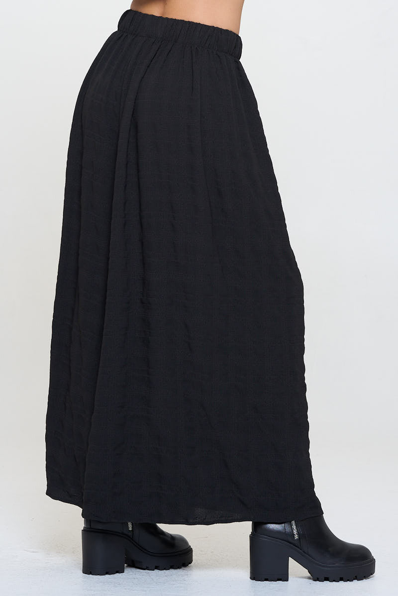Textured Wide Leg Pants with Elastic Waistband-New Arrival-Reneecollection-Small-BLACK-Urbanheer