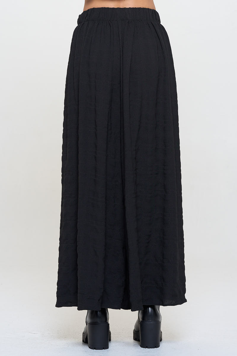 Textured Wide Leg Pants with Elastic Waistband-New Arrival-Reneecollection-Small-BLACK-Urbanheer