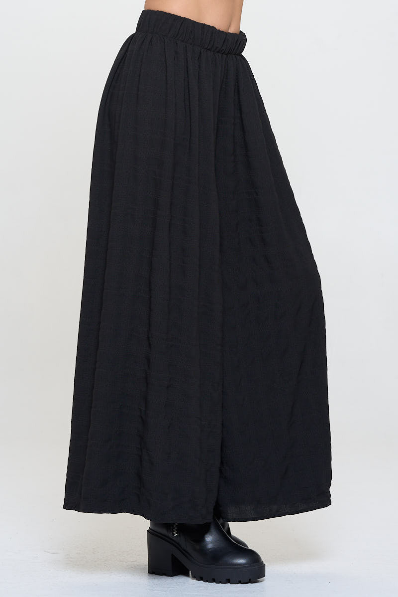 Textured Wide Leg Pants with Elastic Waistband-New Arrival-Reneecollection-Small-BLACK-Urbanheer