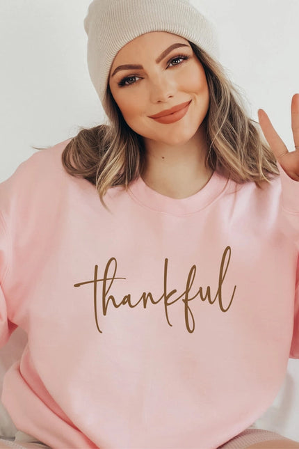 Thanksgiving Sweatshirt For Women Fall Sweatshirt Crewneck-Sweatshirt-P E T I T R U E-S-Light Pink-Urbanheer