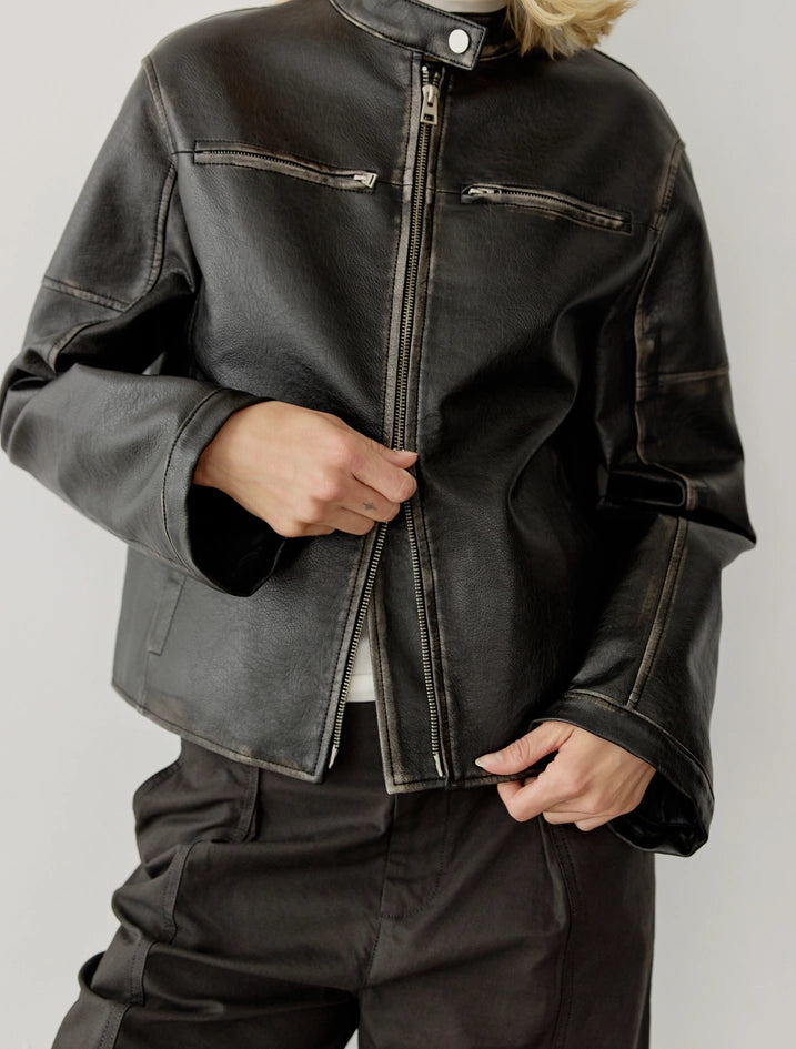 The Aether Jacket | Distressed Moto Jacket-Jacket-All Row-S-BLACK-Urbanheer