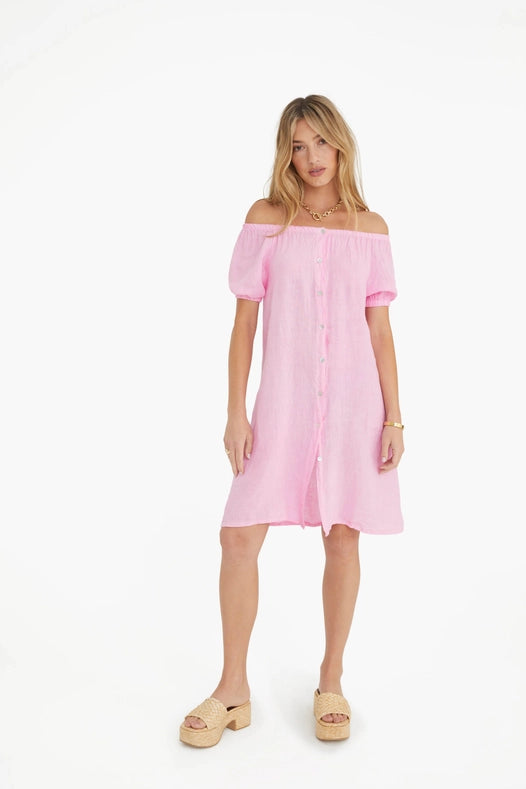 The Antibes Linen Dress in Rose-Dress-Marché-OS-Urbanheer