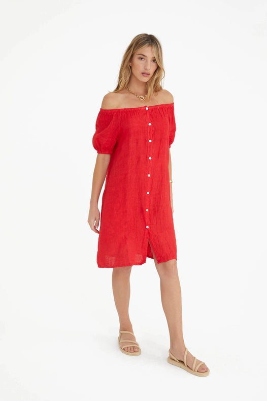 The Antibes Linen Dress in Rouge-Dress-Marché-OS-Urbanheer