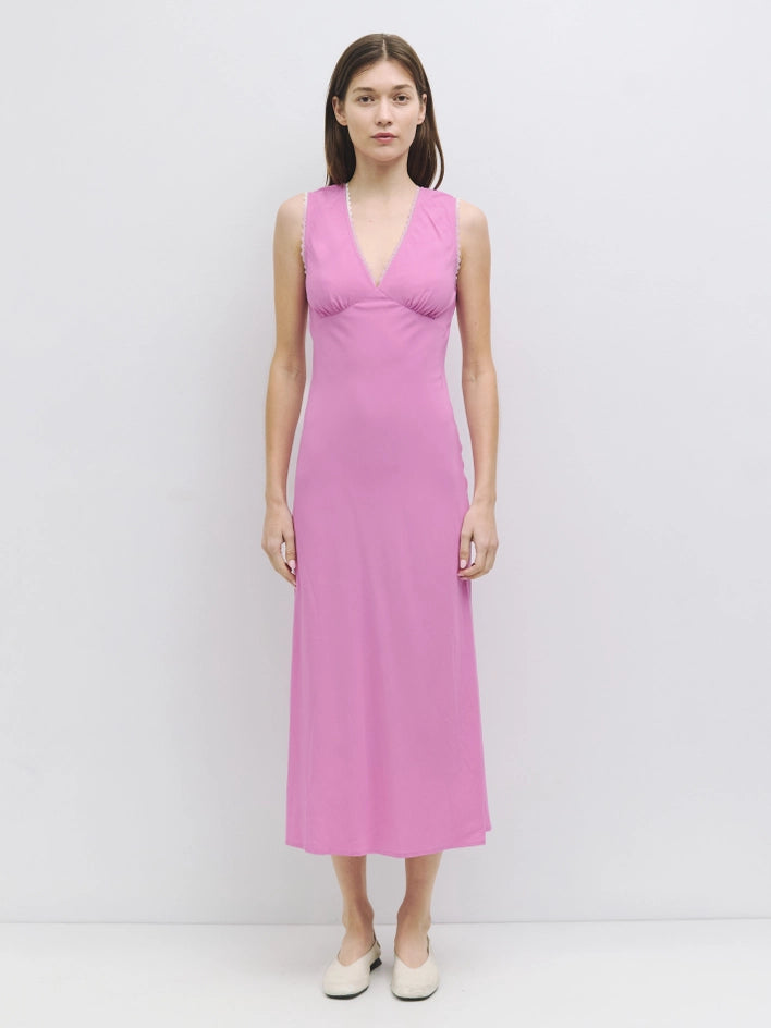 The Arielle Dress | Lace Trimmed Midi Dress PINK-Dress-All Row-S-PINK-Urbanheer