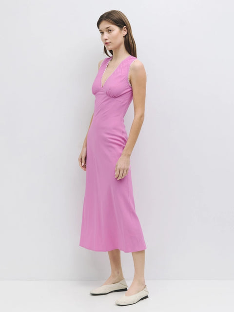 The Arielle Dress | Lace Trimmed Midi Dress PINK-Dress-All Row-S-PINK-Urbanheer