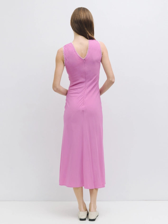 The Arielle Dress | Lace Trimmed Midi Dress PINK-Dress-All Row-S-PINK-Urbanheer