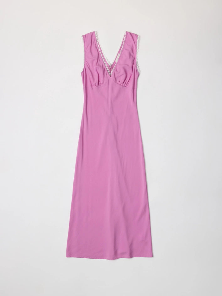 The Arielle Dress | Lace Trimmed Midi Dress PINK-Dress-All Row-S-PINK-Urbanheer