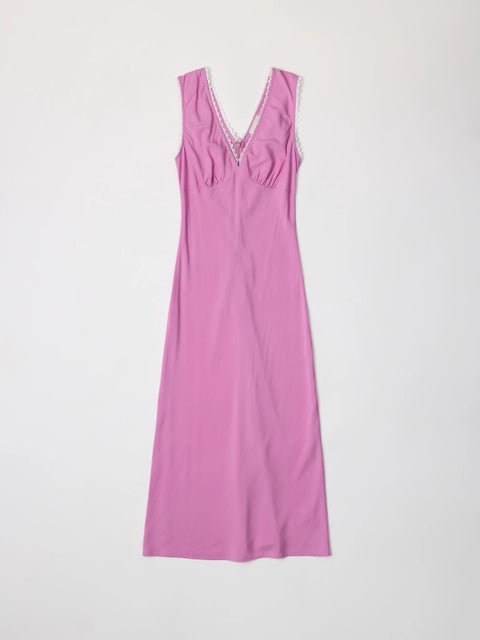 The Arielle Dress | Lace Trimmed Midi Dress PINK-Dress-All Row-S-PINK-Urbanheer