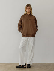 The Arlo Hoodie | Oversized Hoodie with Piping Detail BROWN-Hoodie-All Row-S-BROWN-Urbanheer
