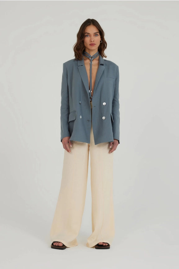 The Art of Forgetting Linen Jacket-Jacket-Dor Raw Luxury-XS/S-Blue Grey-Urbanheer