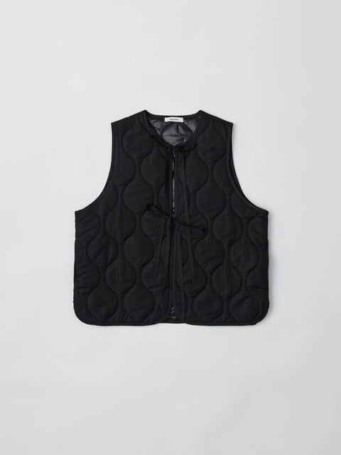 The Astrid Vest | Front Tie Puffer Vest BLACK-Vest-MOD REF-S-BLACK-Urbanheer