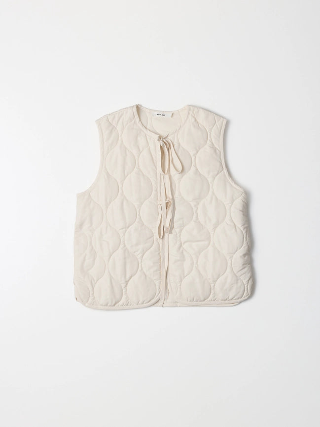 The Astrid Vest | Front Tie Puffer Vest CREAM-Vest-MOD REF-S-CREAM-Urbanheer