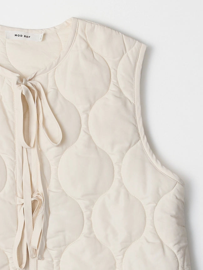 The Astrid Vest | Front Tie Puffer Vest CREAM-Vest-MOD REF-S-CREAM-Urbanheer