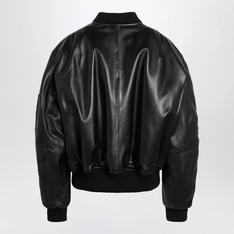 The Attico Anja bomber jacket in black leather