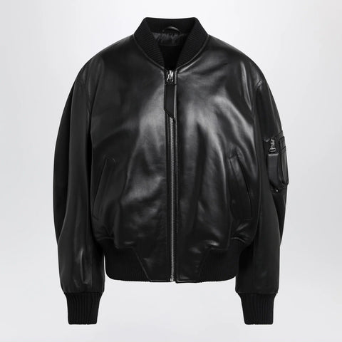 The Attico Anja bomber jacket in black leather