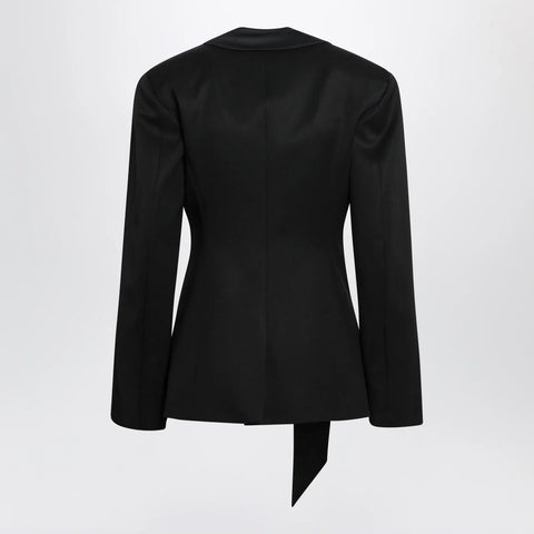The Attico Black virgin wool tuxedo jacket with satin lapels