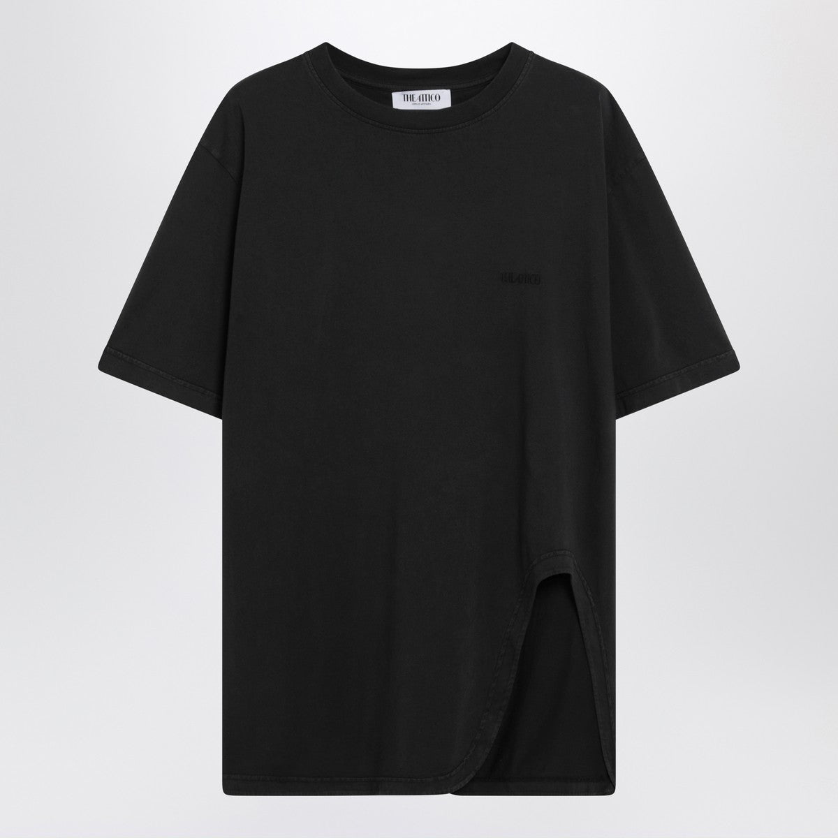 The Attico Black washed T-shirt with shaped hem