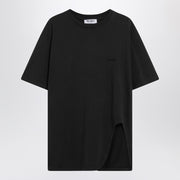 The Attico Black washed T-shirt with shaped hem