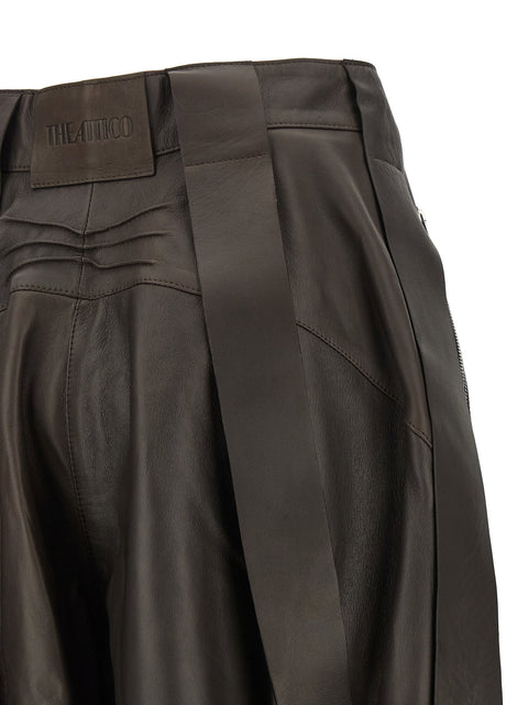 The Attico Brown Leather Bermuda Shorts
