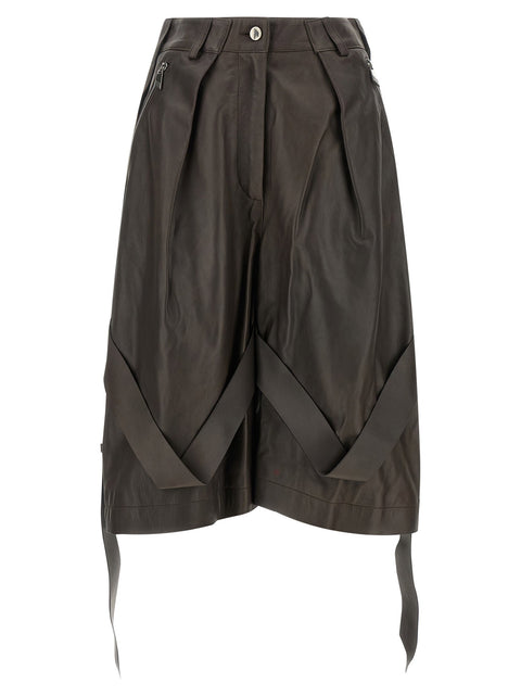 The Attico Brown Leather Bermuda Shorts