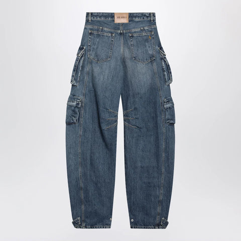 The Attico Fern washed blue cargo trousers