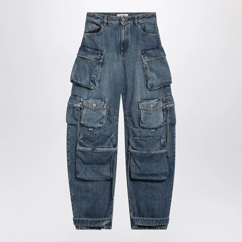 The Attico Fern washed blue cargo trousers