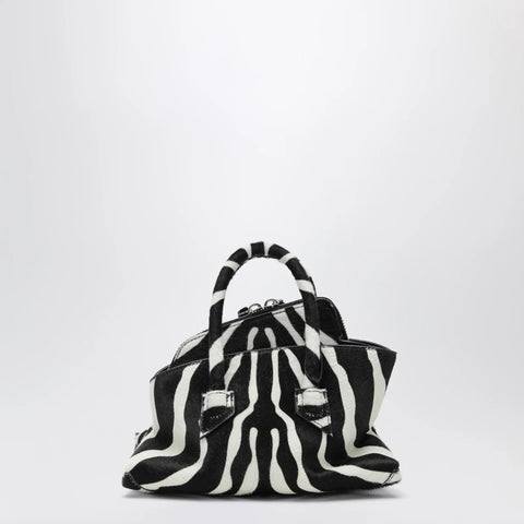 The Attico La Passeggiata Mini bag in black and white pony hair leather