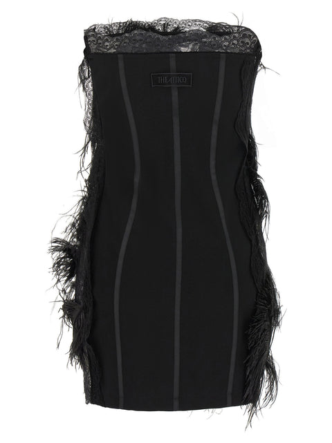 The Attico Lace And Feather Dress