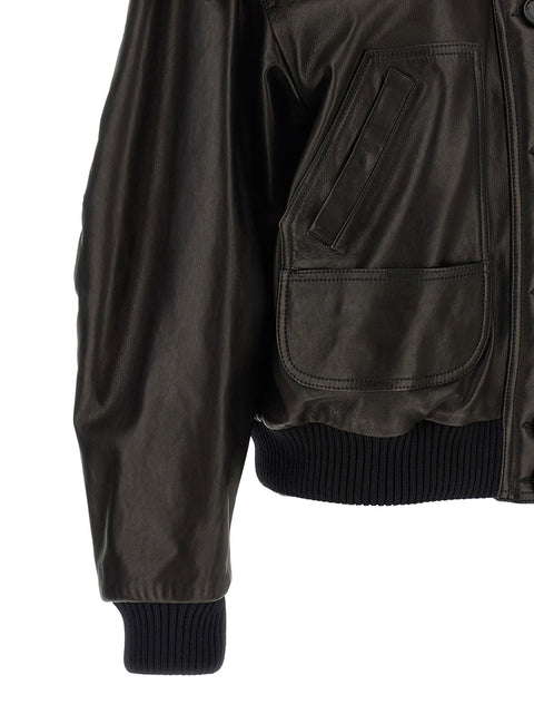 The Attico Shearling Neck Bomber Jacket