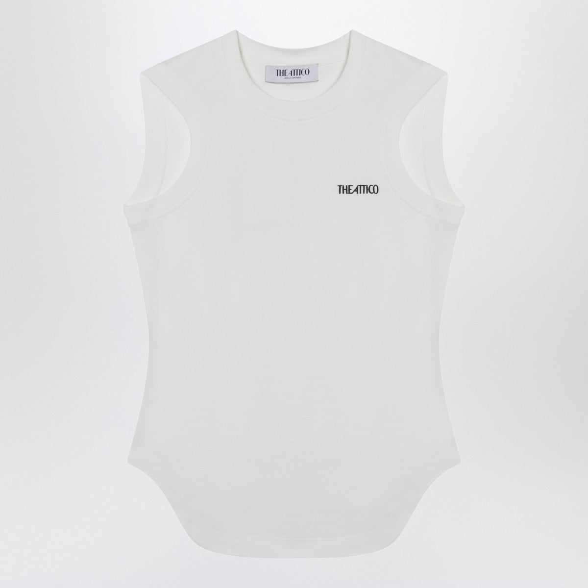 The Attico White tank top with shaped hem