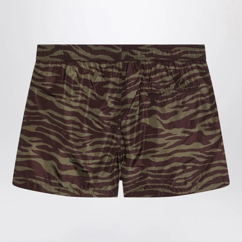 The Attico Zebra Shorts in khaki/brown nylon