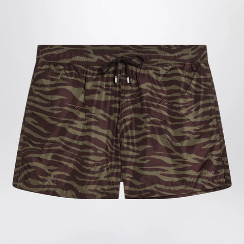 The Attico Zebra Shorts in khaki/brown nylon