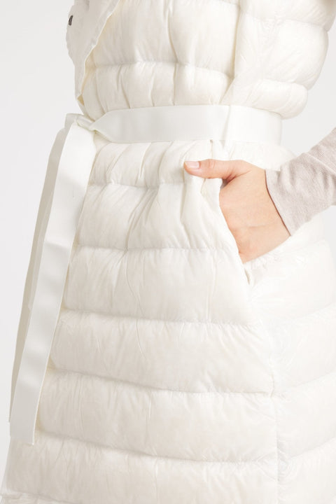 The Camden | Long Hooded Down Vest | Ivory