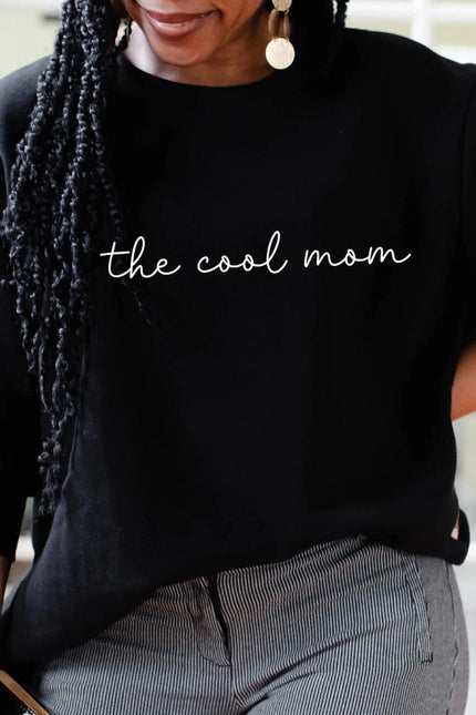 The Cool Mom Crewneck Sweatshirt Minimalist Sweater For Mom-Sweatshirt-P E T I T R U E-S-black-Urbanheer