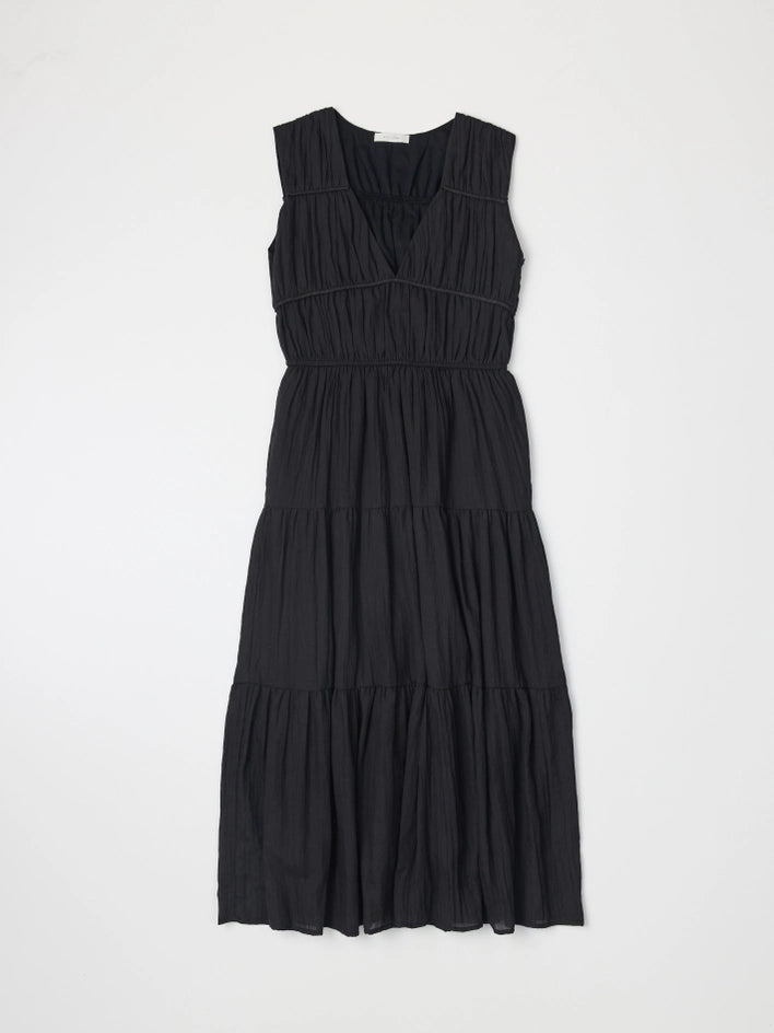 The Cora Dress | Gathered Neck Midi Dress BLACK-Dress-All Row-S-BLACK-Urbanheer