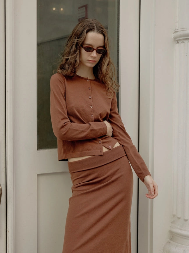 The Dane Skirt | Knit Maxi Skirt-Skirts-MOD REF-S-BROWN-Urbanheer