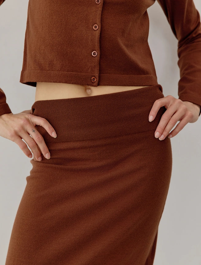 The Dane Skirt | Knit Maxi Skirt-Skirts-MOD REF-S-BROWN-Urbanheer