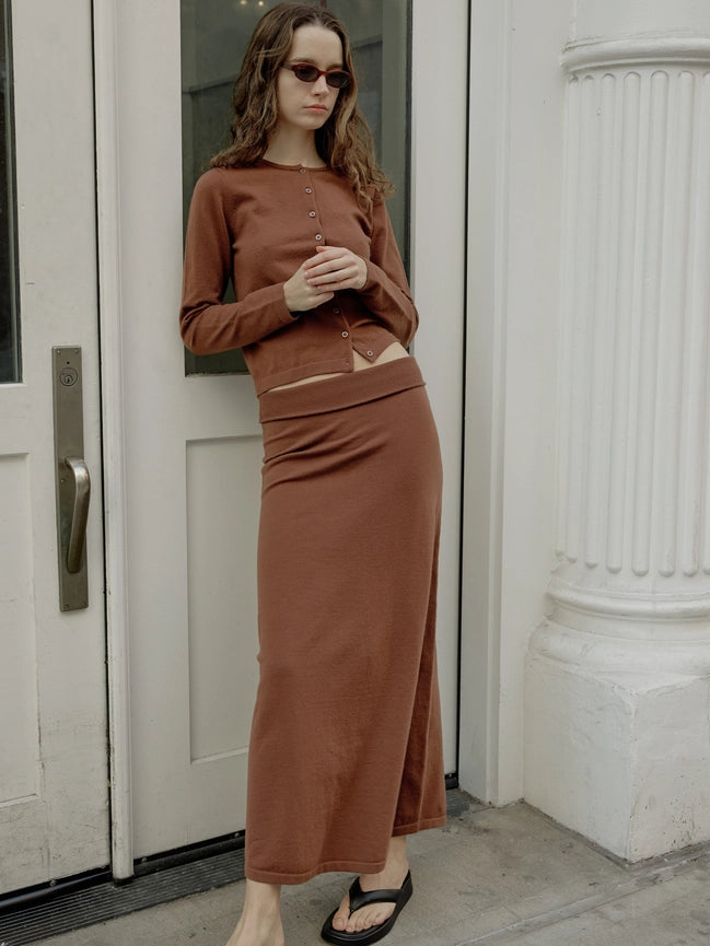 The Dane Skirt | Knit Maxi Skirt-Skirts-MOD REF-S-BROWN-Urbanheer