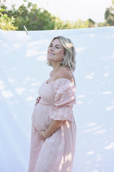 The Deia Dress // Blush-Dress-Beachwood-100% Linen-Urbanheer